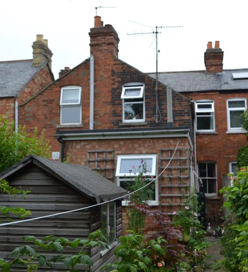 Rear elevation of a late-Victorian solid-brick terrace on Howard Street, East Oxford